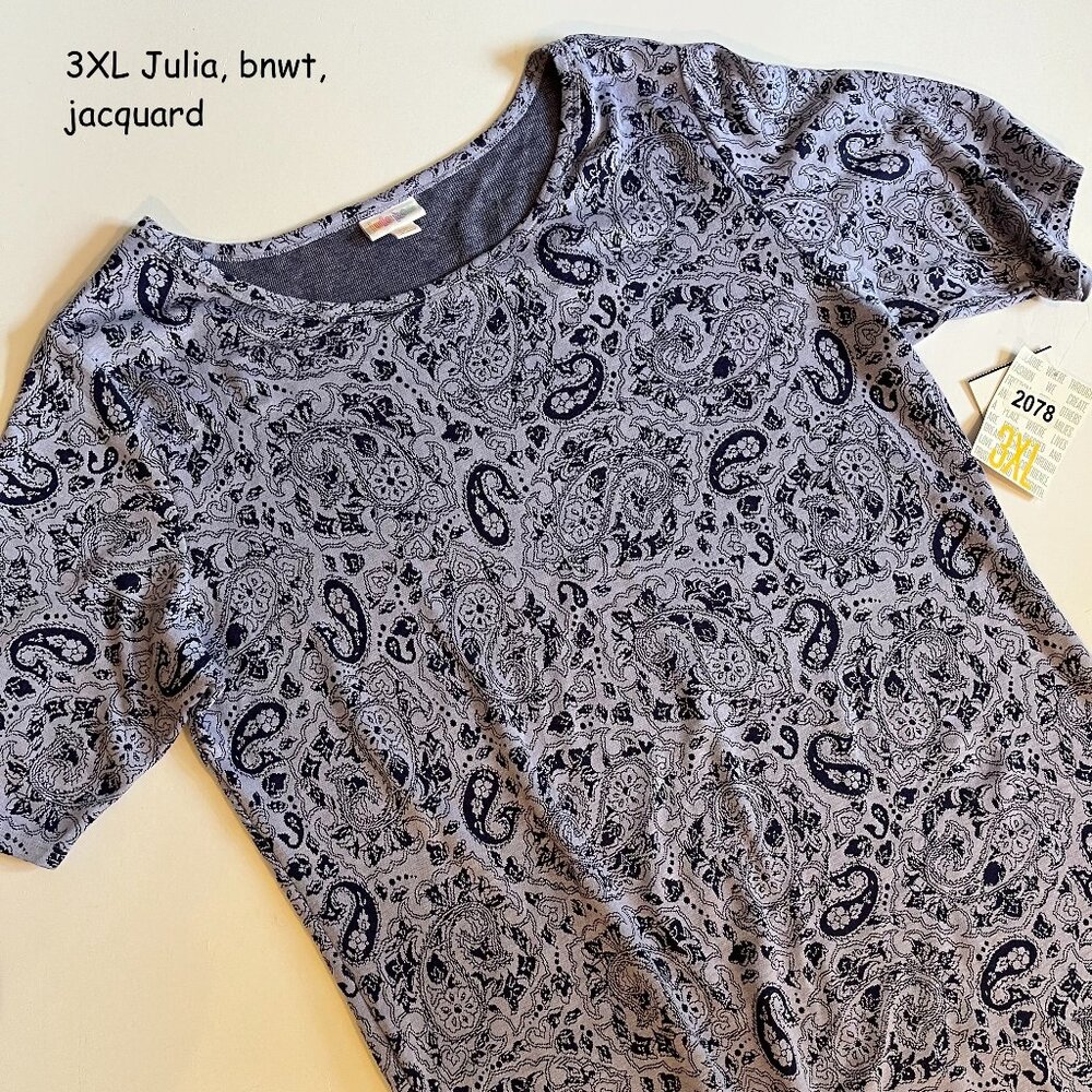 3XL Lularoe Julia sheath dress, purple lavender paisleys